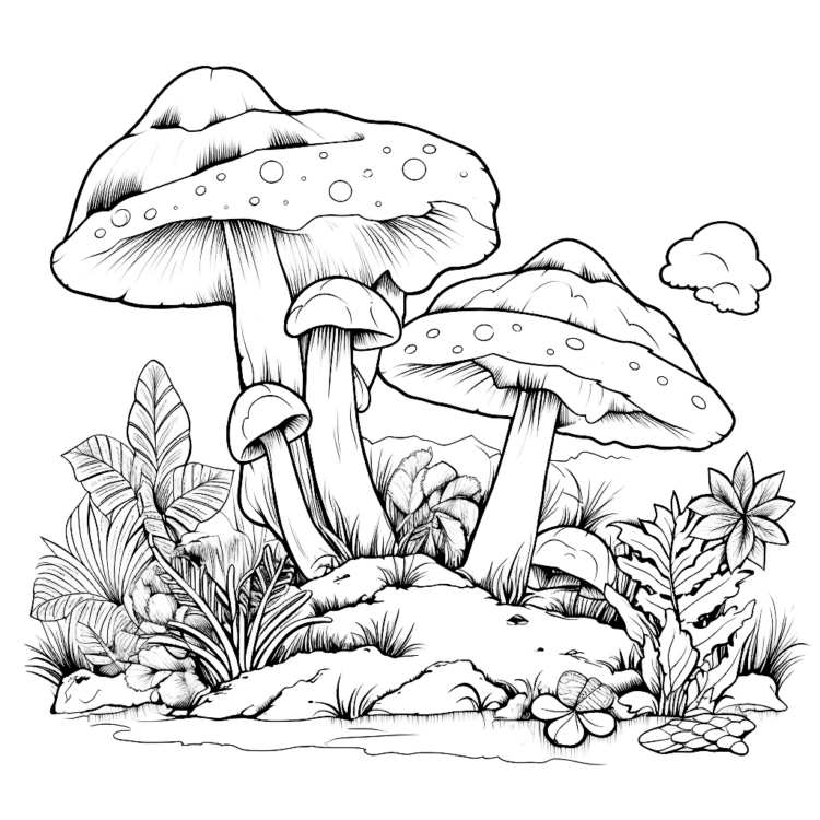 Mushrooms coloring pages