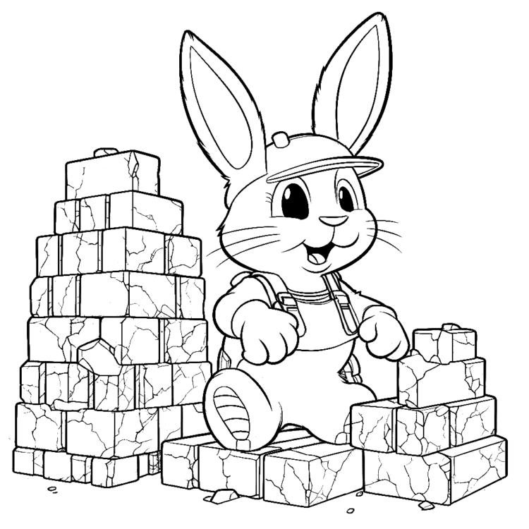Bloques de dibujos para colorear y conejo