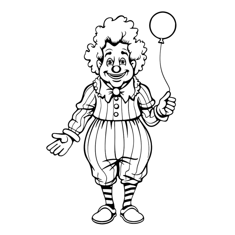 Dibujo para colorear Payaso feliz y globo