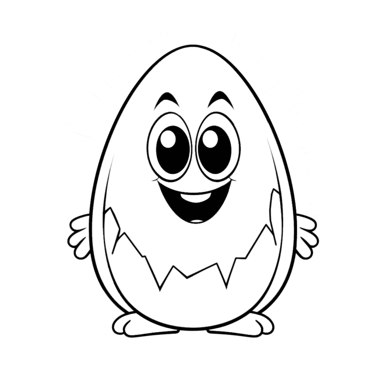 Dibujo para colorear huevo feliz