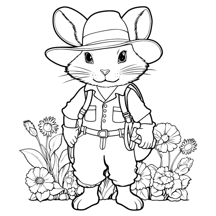 Coloring picture garden rabbit