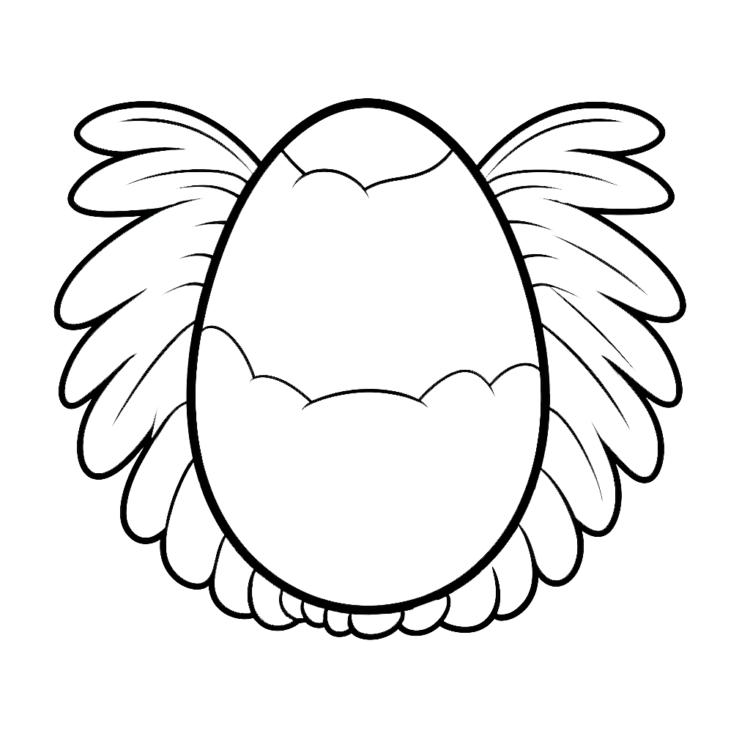 Winged egg coloring page