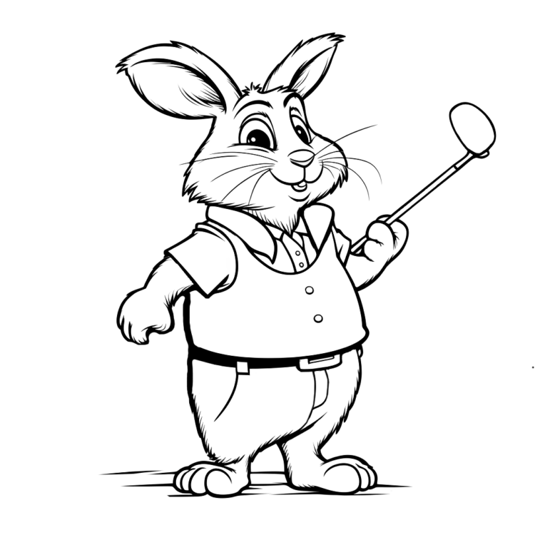 Coloring picture golfer rabbit