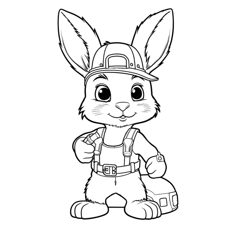 Coloring picture bunny and cap