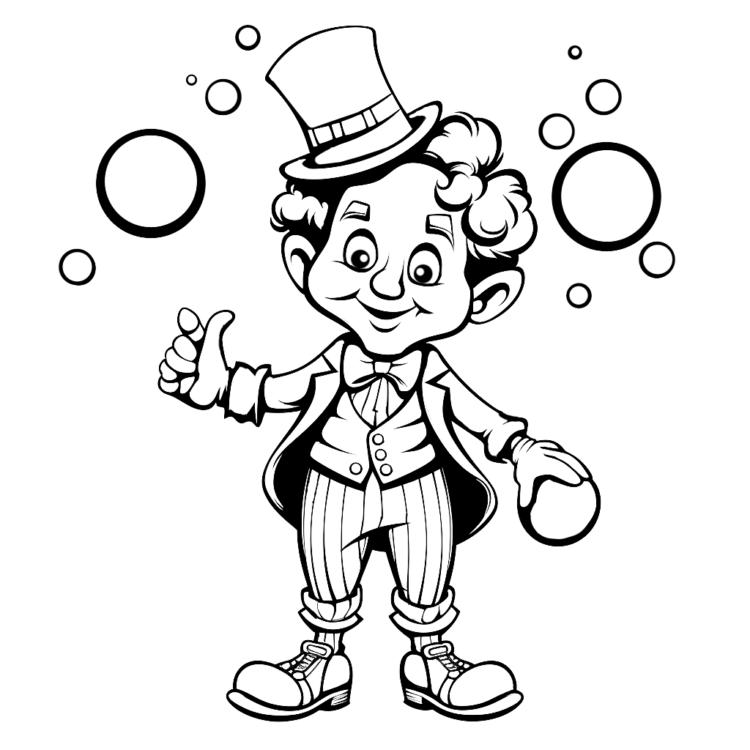 Magic clown coloring page