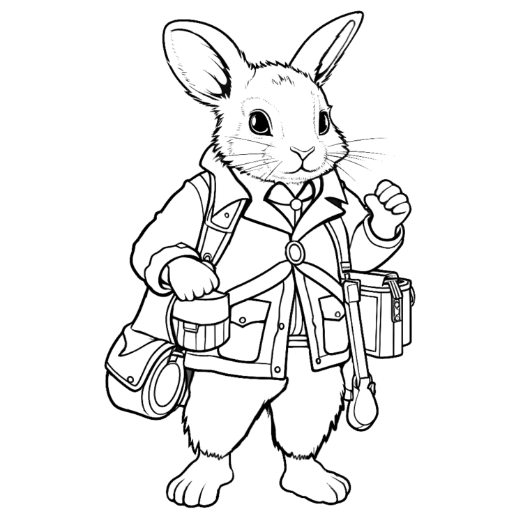 Ausmalbild Reisender Hase