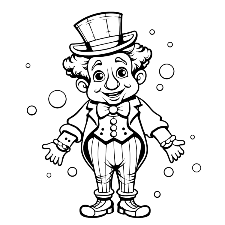 Ausmalbild Seifenblasen-Clown