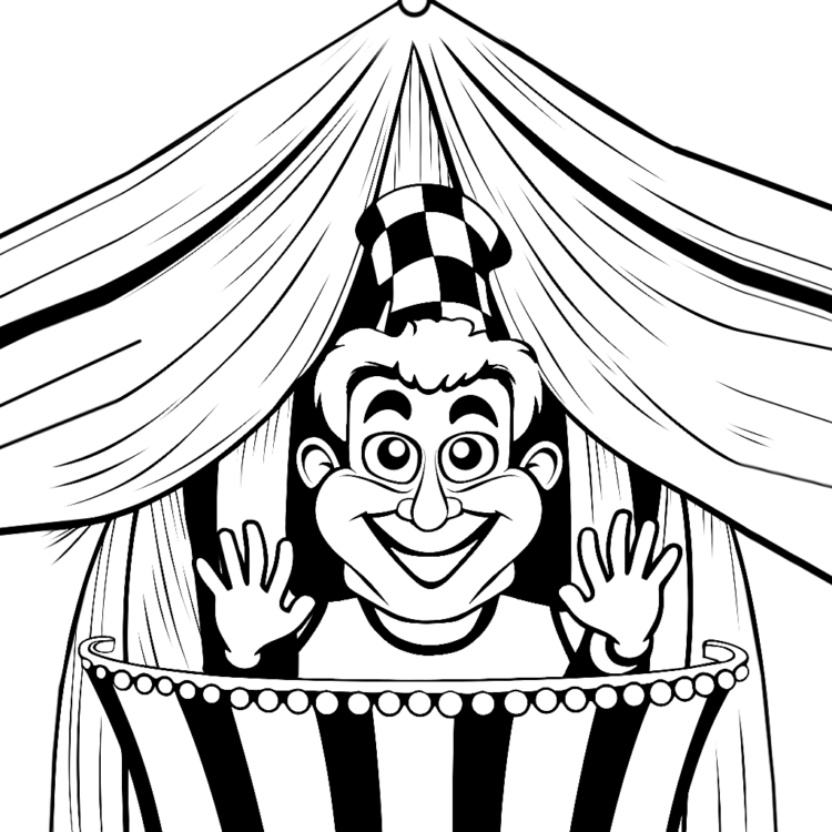 Coloring picture circus tent clown
