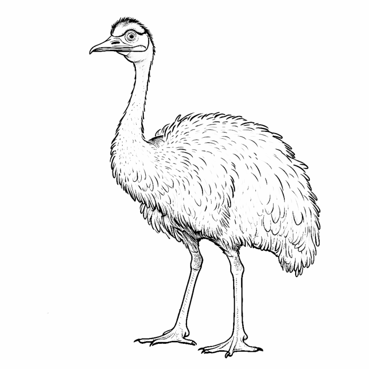 Coloring picture adventurer ostrich