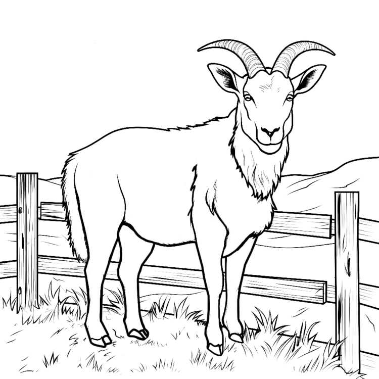 Dibujo para colorear de cabra alpina
