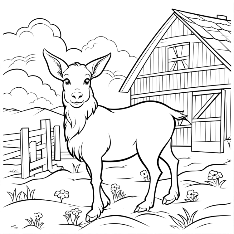 Dibujo para colorear cabra de granja