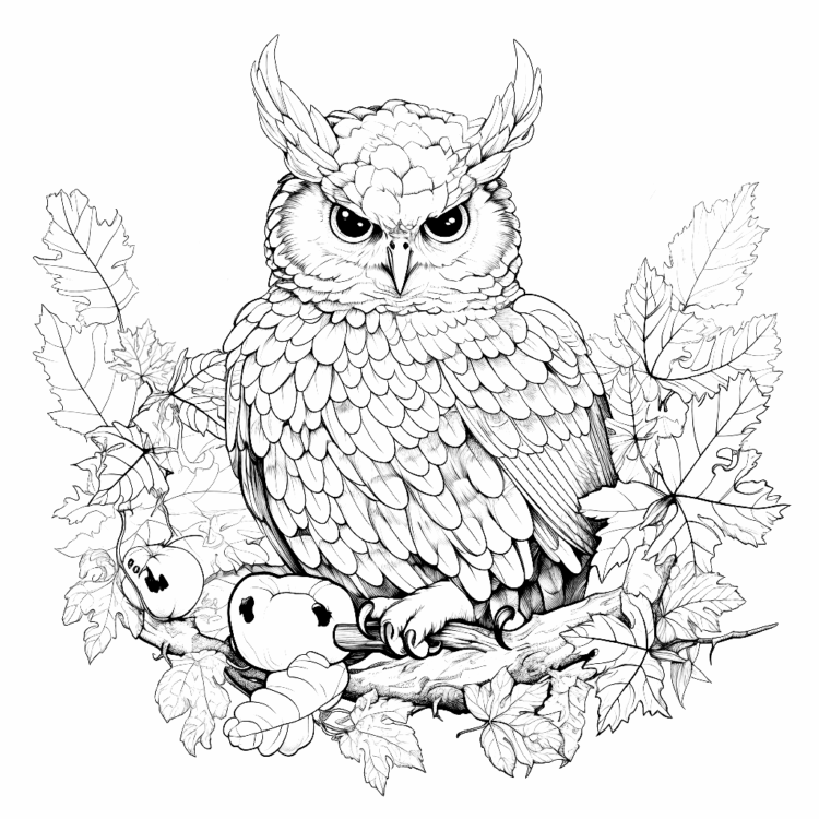 Coloring picture tree owl