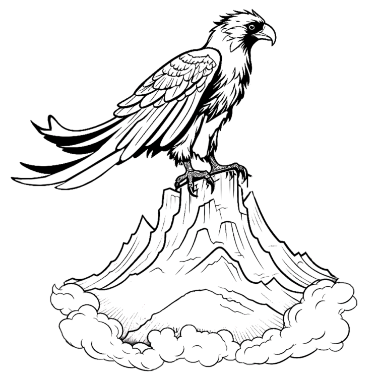Dibujo para colorear pico de montaña cuervo