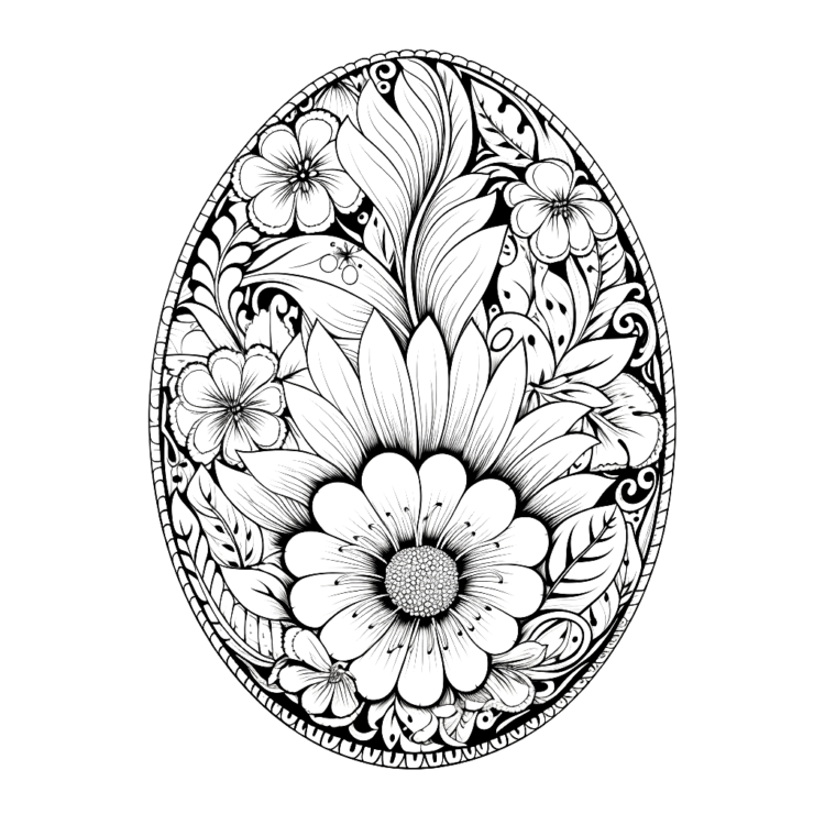 Dibujo para colorear flor huevo de Pascua