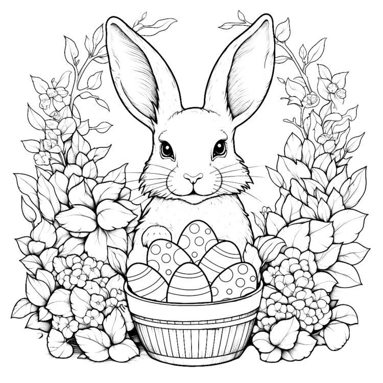 Dibujo para colorear jardín de flores Pascua