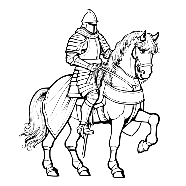 Coloring picture A medieval knight