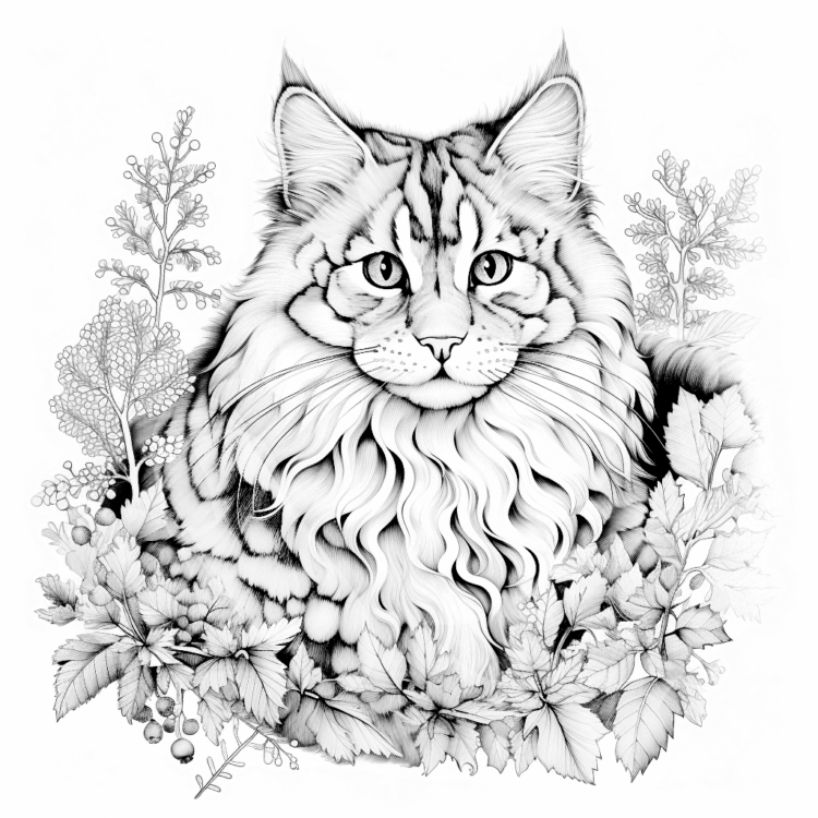 Dibujo para colorear adorable gato