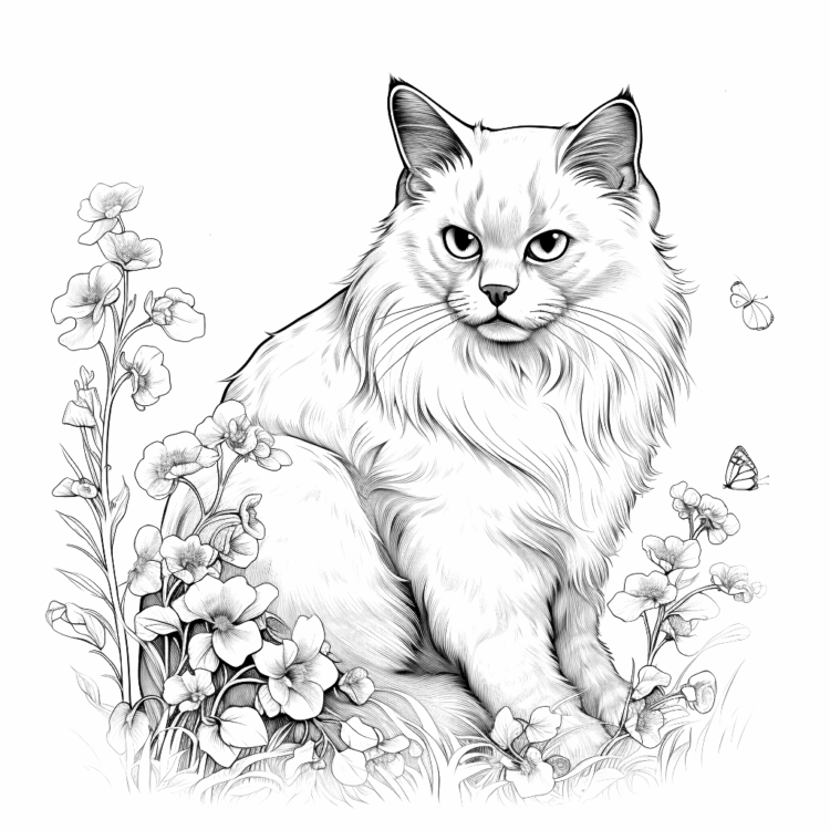 Dibujo para colorear Gatos peludos