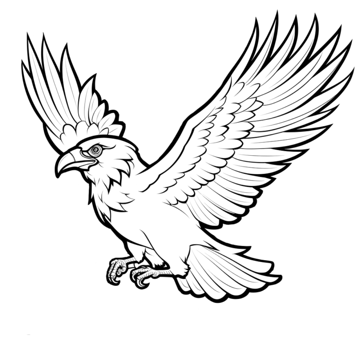 Flying raven coloring page