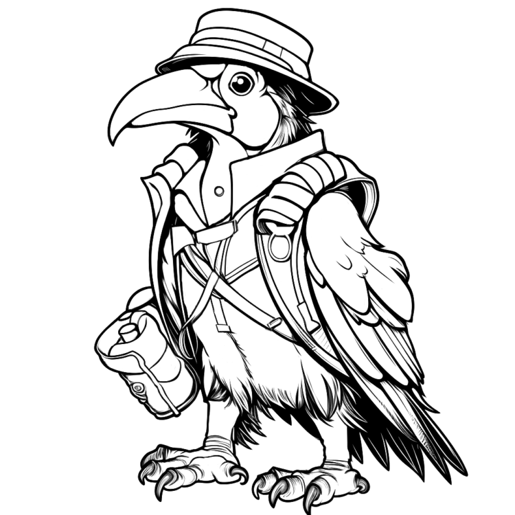 Dibujo para colorear explorador cuervo