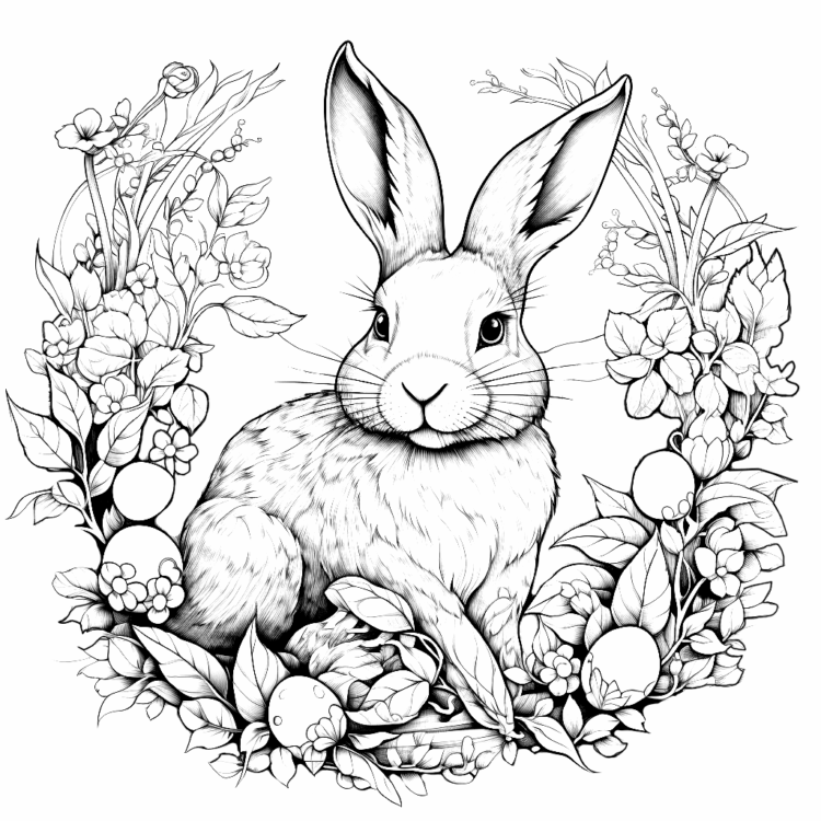 Dibujo para colorear Conejito feliz Pascua