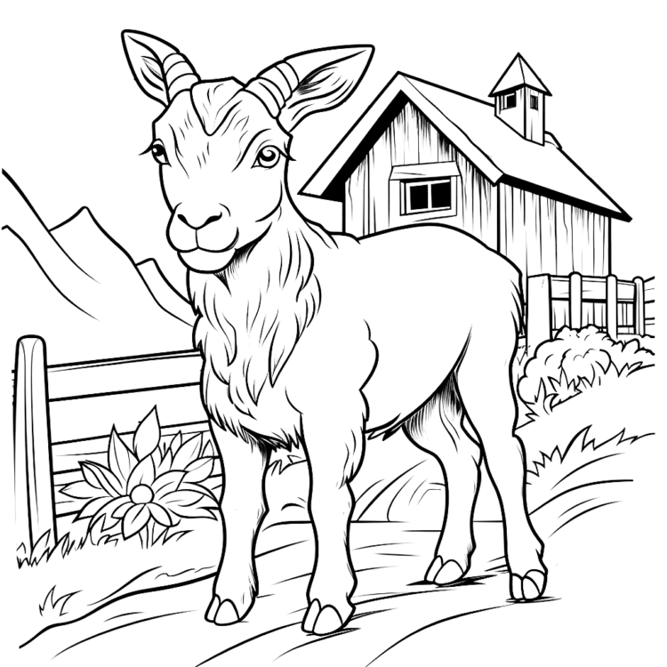 Dibujo para colorear cabra montesa