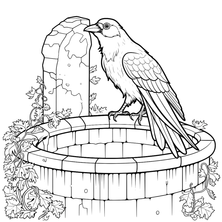 Coloring picture young raven