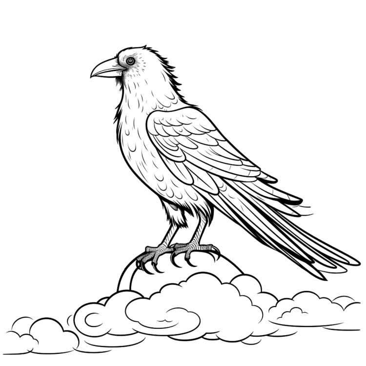 Dibujo para colorear de un cuervo joven
