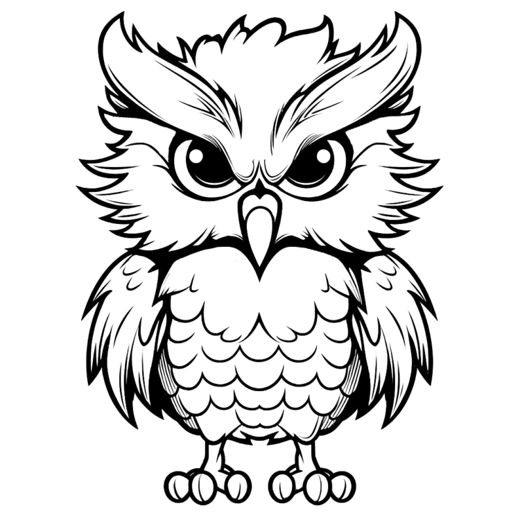 Dibujo para colorear joven búho real