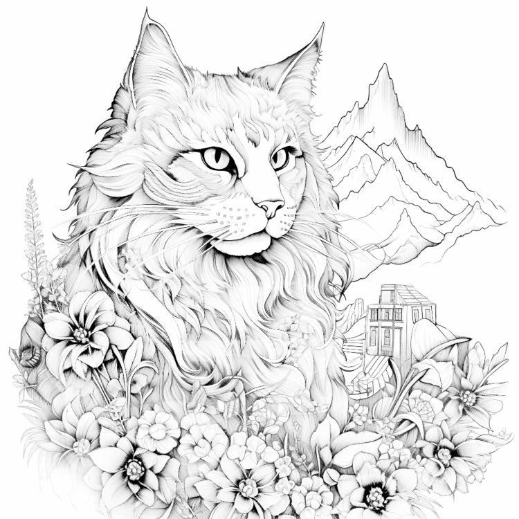 Dibujo para colorear gato real