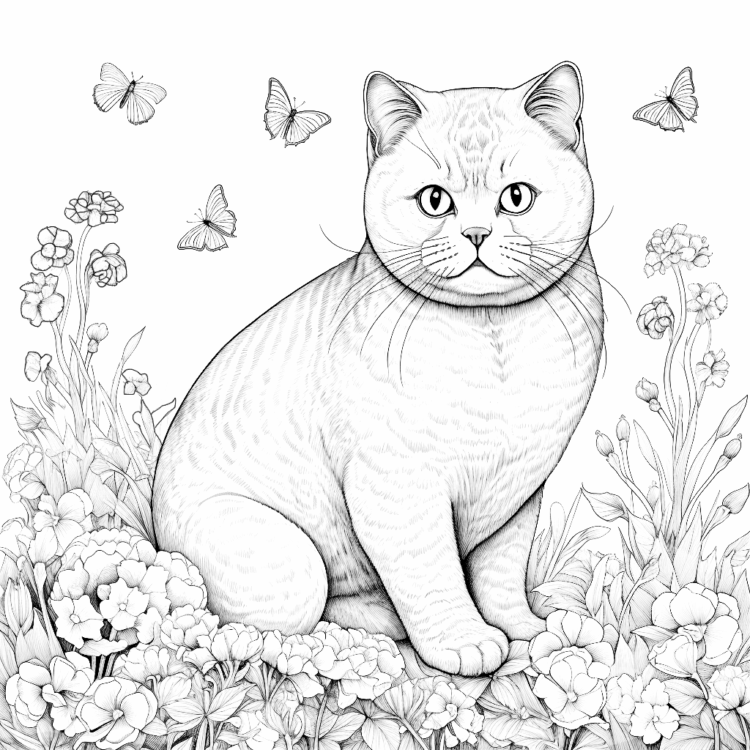 Dibujo para colorear gato de pelo corto