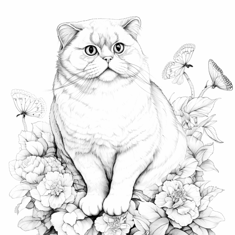 Dibujo para colorear gato de peluche