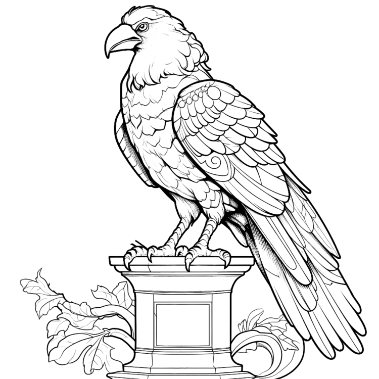Majestic raven coloring page