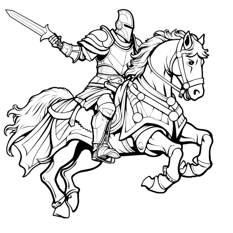 Coloring picture Mitellalter knight