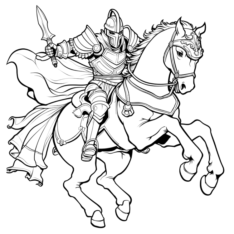 Medieval warrior knight coloring page