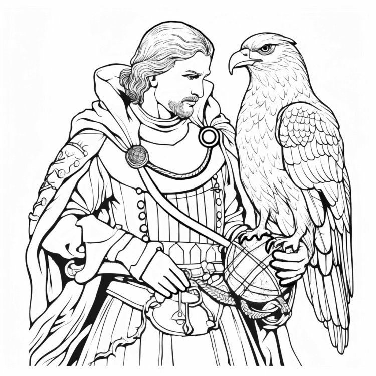 Medieval man coloring page