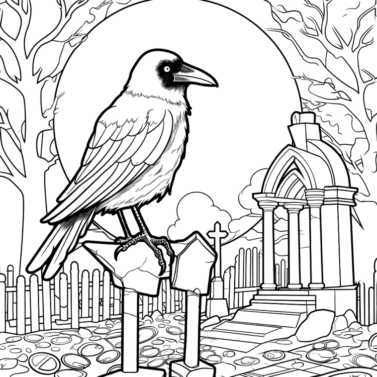 Coloring picture night explorer raven