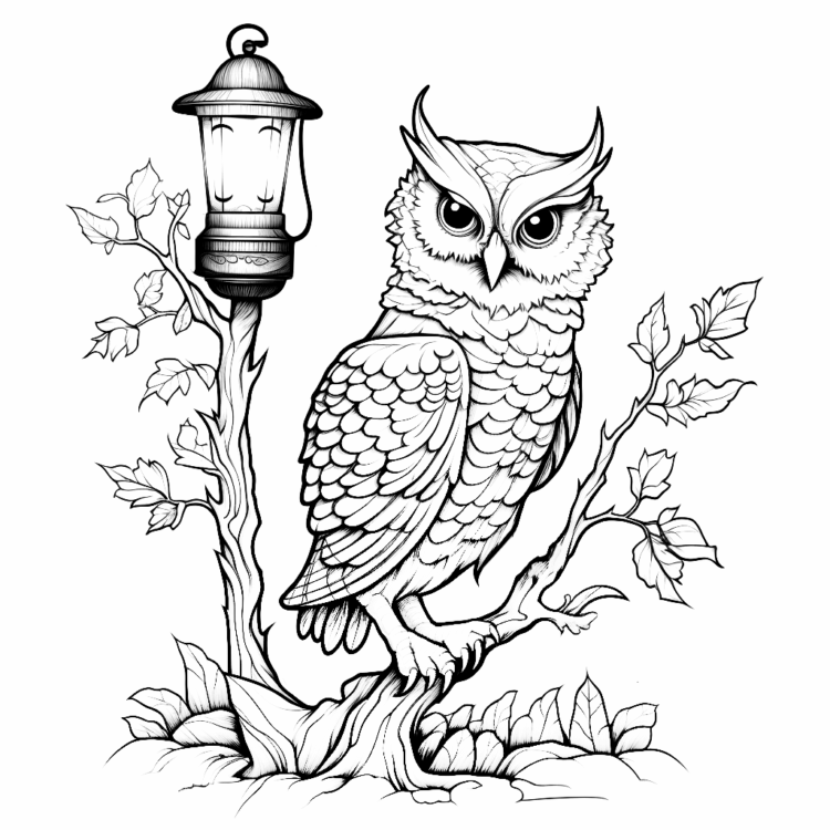 Coloring picture night explorer eagle owl