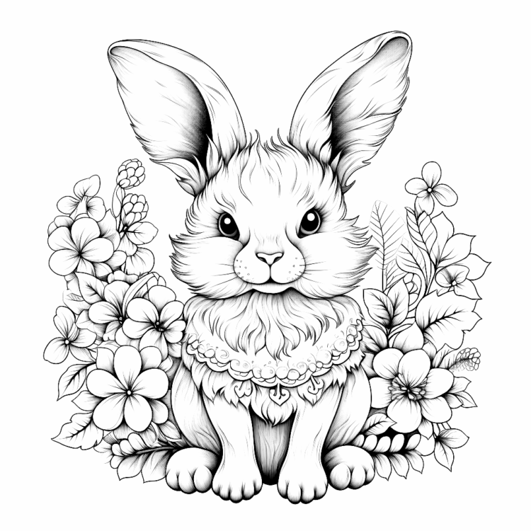Dibujo para colorear lindo conejito de Pascua
