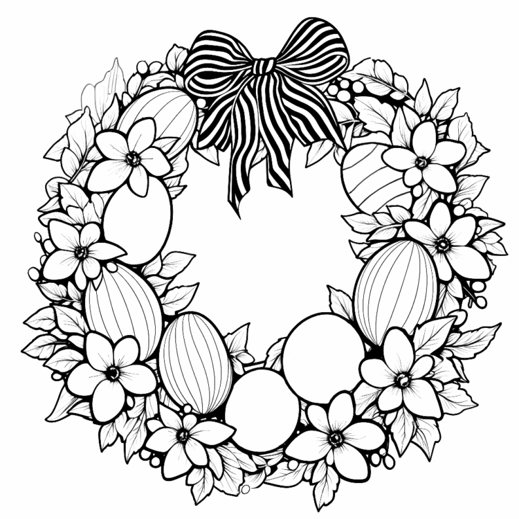 Dibujo para colorear Corona de huevos de Pascua