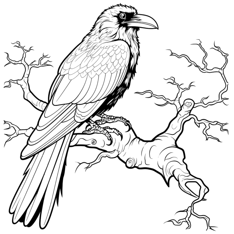 Dibujo para colorear cuervo