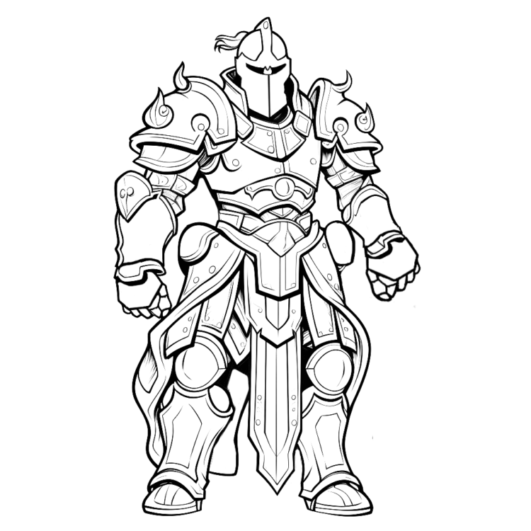 Coloring picture knight in armor Middle Ages