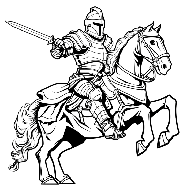 Medieval knight adventure coloring page