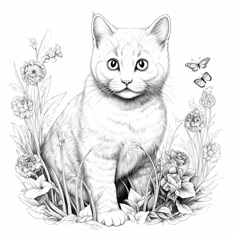 Suave página para colorear de gatos