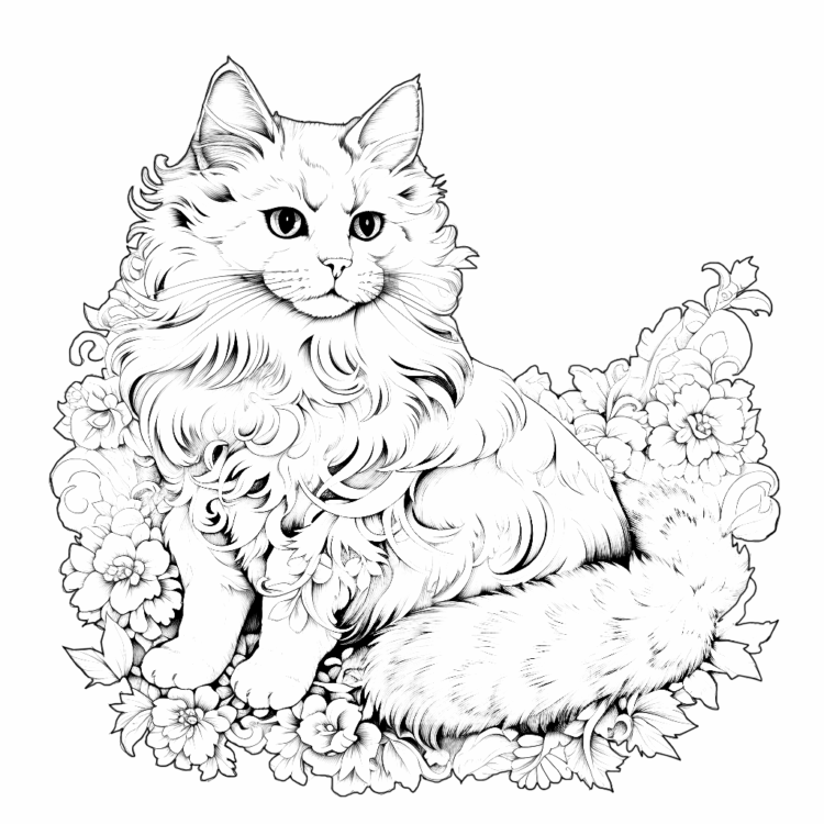 Dibujo para colorear de gatos ronroneando