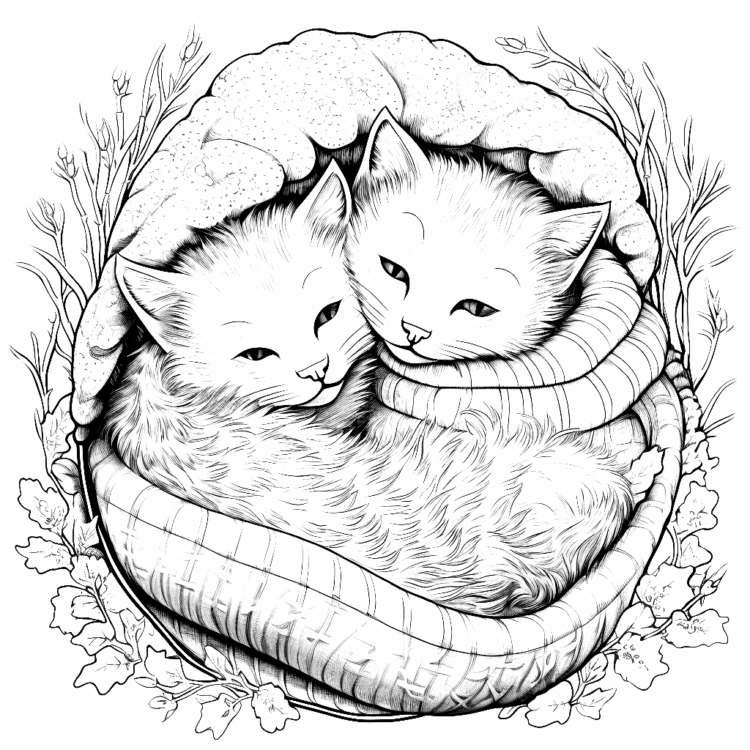 Dibujo para colorear lindo gatito