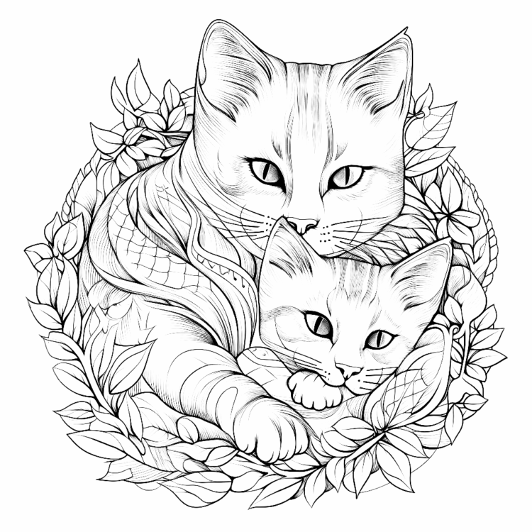 Dibujo para colorear gatos monos