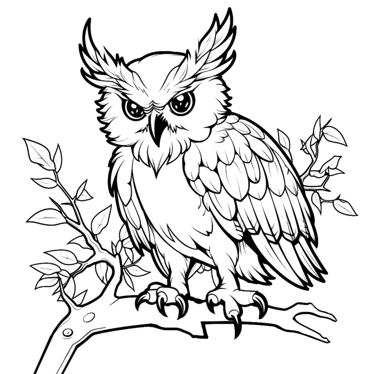 Dibujo para colorear búho real