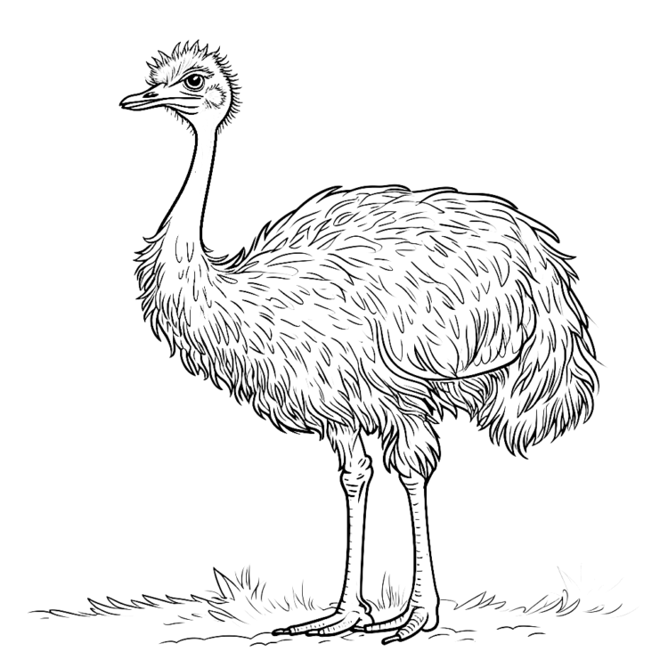 Coloring picture meadow melody ostrich