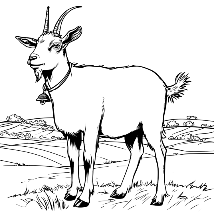 Coloring picture meadow goat